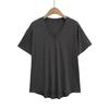 Camiseta Gris de Manga Corta para Mujer Verano 2025 Nuevo Diseño Holgado Nicho Camiseta de Media Manga Top Básico