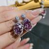 Brillante Lujo Diosa Abanico Seco Rosa Seca Diamante Completo Lujo Anillo Abierto Pendientes Colgantes Elegantes para Mujer Juego de Tres Piezas