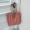 Bolsa estilo coreano feminina 2024 nova bolsa vintage sacola de compras grande capacidade estilista listra vertical bolsa de ombro casual