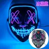 Máscara Halloween Luminosa Transfronteriza El Luz Fría Negra Forma de V Cara de Fantasma de Terror Accesorios de Fiesta Danza Led