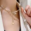 Collar de metal elegante, ligero y de lujo, de estilo europeo y americano, elegante, de otoño e invierno, con cadena de lana, cadena de clavícula con sentido avanzado, joyería personalizada para mujer.