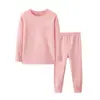 Conjunto de Ropa Interior Térmica para Niños Doble Cara de Felpa Ropa de Otoño para Niños Pantalones Terciopelo de Nieve para Niños Mayores Conjunto de Pijama para Niñas