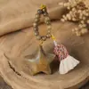Sándalo Verde y Sándalo Dorado Estrella y Luna Talla en Madera Colgante Pequeño Adorno DIY Llavero Decoración Colgante