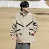 Jaqueta com Capuz Tangkez Outono para Homens, Marca da Moda Tendência, Casaco Versátil Casual para Uso Externo Unissex