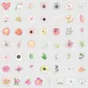 50 adesivos fofos de graffiti de flores para copo d'água, celular, adesivos decorativos à prova d'água, flores criativas, adesivos para diário de bordo, atacado