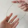 Plata de Ley S925 Artesanía Italiana Línea Ondulada Collar de Perlas Nuevo Estilo Chino Simple de Gama Alta Lujo Ligero Nicho Versátil Cierre