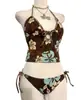 Bikini Moda Nuevo Sexy Chica Caliente Con Cordones Halter Top sin Mangas Shorts Conjunto de Dos Piezas de Verano