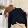[en stock] suéter de manga abullonada y cuello alto para niñas otoño e invierno bebé primavera y otoño suéter jersey niños cálido