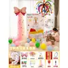 Decoración de primer cumpleaños con notas adhesivas de colores, pastel, tablero KT, globos para niños y niñas, accesorios para fotos de escena de hotel, pared de fondo