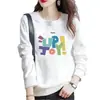 Sudadera de Manga Larga para Mujer, Holgada Retro con Hombros Ligeramente Caídos, Nueva Sudadera de Cuello Redondo Otoño e Invierno, Chaqueta Superior de Terciopelo Engrosada