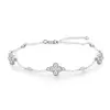 Pulseira de prata esterlina com flor de quatro folhas de moissanita cor D para comércio exterior, estilo popular, pulseira versátil para mulheres, joias de luxo leve para exportação