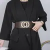 Estilo Coreano Cintura Elástica Doble Hebilla Moda Simple Europea y Americana Cinturón Cintura Elástica Negra Cinturón Ancho para Pantalones Moldeador de Cintura para Mujer