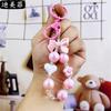 Llavero creativo de cuentas de color caramelo con forma de corazón para niña, con lazo de amor, llavero, bolso, colgante pequeño, venta al por mayor