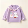 Suéter de terciopelo coreano para niñas con diseños de gato y pato de dibujos animados, nuevo top lindo y cálido de otoño e invierno para niños, suéter para bebé niña