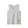 Colete de algodão puro para meninos, top listrado sem mangas infantil, top de base para o verão, colete com gola redonda personalizado para meninas