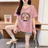 Camiseta de Manga Corta con Diseño Tie-Dye Retro Americano para Mujer en Verano, Top Popular de Graffiti de Dibujos Animados Suelto e Informal