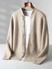 Cárdigan de Lana Pura con Hebilla de Estilo Chino de Manga Larga para Hombre, Casual, Holgado, con Cuello Grueso, Chaqueta Cárdigan Vintage para Hombres de Mediana Edad