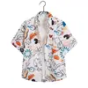 Camisa Floral Hawaiana de Manga Corta Unisex Camisa de Playa con Mangas de Tres Cuartos Talla Grande Atuendo de Pareja para Vacaciones en la Playa Camisa Floral