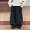 Pantalones de Algodón Little Shop para Niños Pantalones Casuales Rayados de Pierna Ancha Estilo Coreano Nuevo Otoño Estilo Occidental Conjunto de Ropa para Niños 2026
