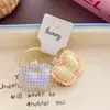 Goma para el pelo de algodón a cuadros con forma de manzana y corazón, estilo de dibujos animados, dulce y versátil, accesorio para el pelo de cuerda elástica para doble coleta de niñas
