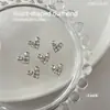 Unhas Artísticas Finalizadas Coração Strass Celebridade da Internet Super Brilhante Prata Rosa Borboleta de Fundo Plano Zircônia Strass Empilhados Decoração de Unhas DIY