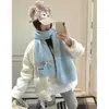Bufanda de Lana Tejida con Bloques de Color Estilo Coreano con Lazo para Mujer, Temporada de Otoño e Invierno, Calentador de Cuello Cálido y Moderno