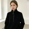 Suéter pullover de mujer con media cremallera otoño e invierno Nuevo Retro estilo japonés holgado perezoso suave pegajoso grueso suéter prenda exterior