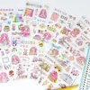 En stock niña ocho en lindos, animados y vívidos stickers PET transparente dibujos animados creativos infantiles para cuenta manual resistentes a la adhesión