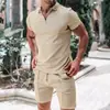 Verão 2024 Amazon AliExpress Transfronteiriço Europeu e Americano Masculino Polo Casual Largo Manga Curta Shorts Traje Esportivo