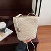 2025 Nuevo Bolso Bandolera de Verano para Mujer Tejido Bolso para Teléfono Móvil Cartera Hombro Bandolera Bolso Pequeño Color Puro Moderno y Simple