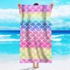Toalla de playa de terciopelo de un solo lado para comercio exterior, toalla de baño de playa de microfibra, toalla con patrón de sol de verano, toalla de baño, playa de verano