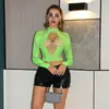 Lingerie sexy verde-fruta de manga comprida, comércio exterior transfronteiriço europeu e americano, modeladora, jacquard, transparente, de malha vazada w874