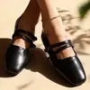 Zapatos Mary Jane bicolor para mujer, zapatos planos de punta cuadrada poco profundos, hebilla ajustable para uso diario, disponibles en tallas grandes