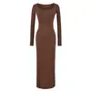 Vestido sexy de ajuste ceñido y manga larga para mujer de principios de otoño, que favorece la figura, elástico, moldeador del cuerpo, ceñido a la cadera, largo