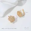 Pendientes de Hoja de Rosa Rellenos de Oro de 14K, Gama Alta, Lujo Accesible, Nicho, Pendientes de Gama Alta, Nuevos Broches de Oreja con Micro-Adornos, Anillos Lisos