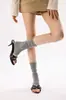 Calcetines apilados de encaje estilo ballet de algodón puro para mujer, calcetines finos de verano sin pie, calcetines dulces hasta la pantorrilla para damas
