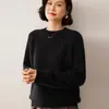 Suéter de cachemira de tres hilos y cinco agujas para mujer, jersey holgado y grueso de punto, jersey de cuello redondo a juego para otoño e invierno.
