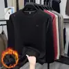 Moletom Espesso com Forro de Lã Outono/Inverno 2026 para Homens, Gola Redonda, Estilo Coreano, Casual, Fashion, Tendência, Cor Sólida, Manga Longa, Atacado