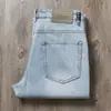 Jeans Rectos Sueltos para Hombre Otoño Invierno Estilo Grueso Lavado Azul Claro Básico Versátil Retro Desgastado Sin Elasticidad Pantalones Largos