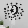 Pegatinas de pared 3D de espejo acrílico de estrella y luna transfronterizas, autoadhesivas, para decoración creativa de pared de fondo de sala de estar y dormitorio