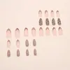Comércio Exterior Estampa de Leopardo Marrom Peças de Manicure Estilo Francês Europeu e Americano Comprimento Médio Unhas Removíveis Usáveis Unhas de Pressão