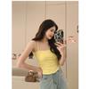 Camisola Verde Calada para Mujer, Ropa de Verano Exterior, Hermoso Espalda de Sujetador, Top Corto Delgado sin Mangas Integrado