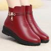 Botas da Mamãe, Botas Curtas de Inverno Femininas, Sapatos de Algodão Versáteis, Sapatos de Couro Quentes Forrados com Lã, Botas de Algodão para Mulheres de Meia-Idade e Idosas