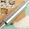 Rodillo de acero inoxidable utensilios de cocina para hornear mango de madera rodillo para masa de dumpling palo palo fabricante venta al por mayor