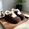 Birkenstock de Pelúcia com Solado Grosso em Forma de Feijão Feminino 2026 Novo Estilo Botas de Neve Quentes de Inverno Mocassins Slip-on Sapatos de Algodão Birkenstock