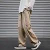 Calças de trabalho masculinas azul marinho, calças largas estilo japonês outono cityboy, calças casuais retas largas da moda