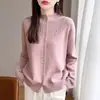Cárdigan de Punto de Moda con Lentejuelas Huecas, Cuello Alto Suelto, Oso de Miel Terciopelo Transfronterizo, Nuevo Otoño/Invierno 2026 para Mujer