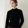 Novo suéter de tricô de cashmere 100% puro para outono e inverno, gola alta parcial, suéter base de cashmere solto e afina a silhueta