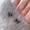 Pendientes de Mariposa con Cristales de Zircón Negro 2024 Nuevo Verano Lujo Ligero Pendientes Largos Pendientes de Tuerca de Plata de Ley