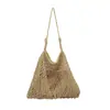 Bolso de mano tejido para viajar, grande y versátil, para mujer, nueva moda casual primavera 2026, bolso tote de hombro